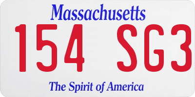 MA license plate 154SG3