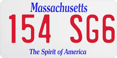 MA license plate 154SG6