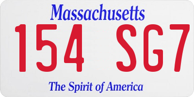 MA license plate 154SG7