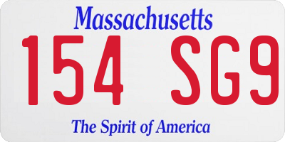 MA license plate 154SG9