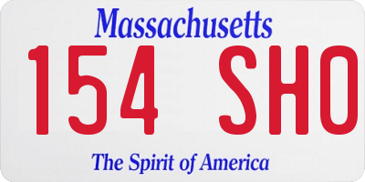 MA license plate 154SH0