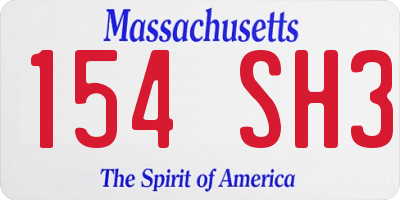 MA license plate 154SH3