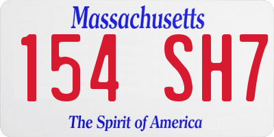 MA license plate 154SH7