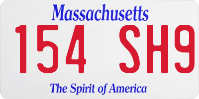 MA license plate 154SH9