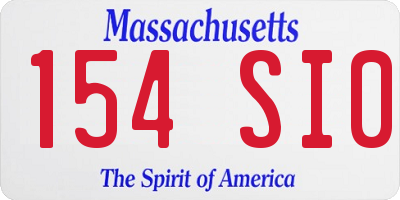 MA license plate 154SI0