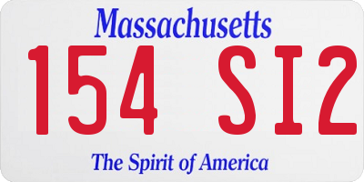 MA license plate 154SI2