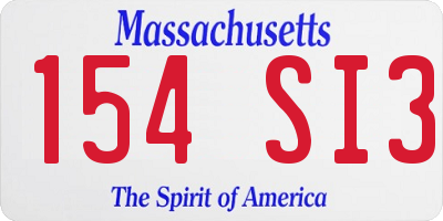 MA license plate 154SI3