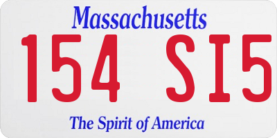 MA license plate 154SI5