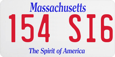 MA license plate 154SI6