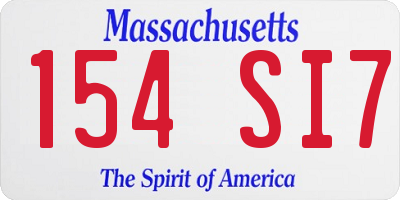 MA license plate 154SI7
