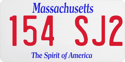 MA license plate 154SJ2