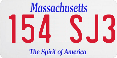 MA license plate 154SJ3