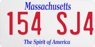 MA license plate 154SJ4
