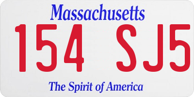 MA license plate 154SJ5