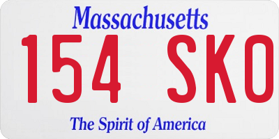 MA license plate 154SK0