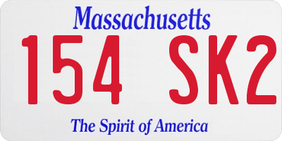 MA license plate 154SK2
