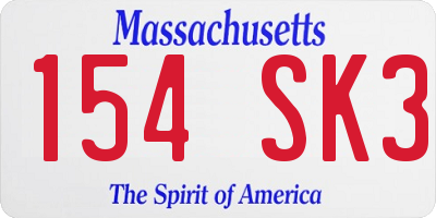 MA license plate 154SK3