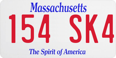 MA license plate 154SK4