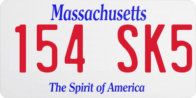 MA license plate 154SK5