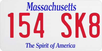 MA license plate 154SK8