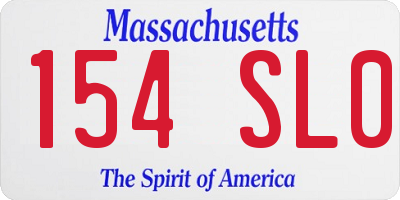 MA license plate 154SL0