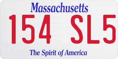 MA license plate 154SL5