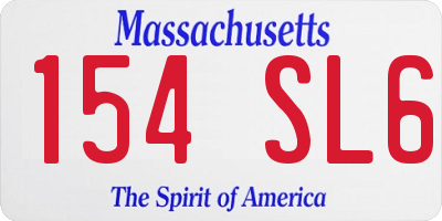 MA license plate 154SL6