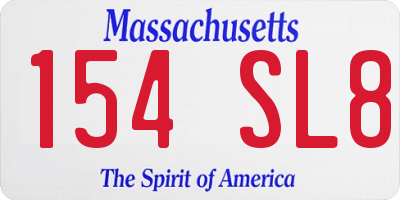 MA license plate 154SL8