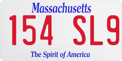 MA license plate 154SL9