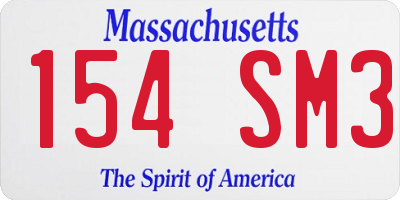 MA license plate 154SM3