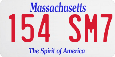 MA license plate 154SM7