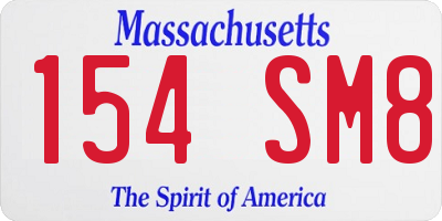 MA license plate 154SM8