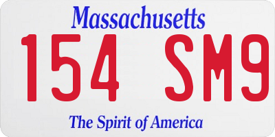 MA license plate 154SM9