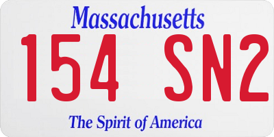 MA license plate 154SN2