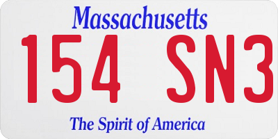 MA license plate 154SN3
