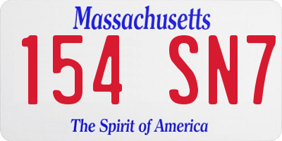 MA license plate 154SN7