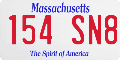 MA license plate 154SN8