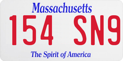 MA license plate 154SN9