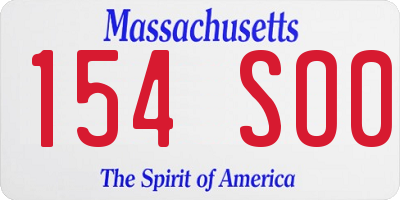 MA license plate 154SO0