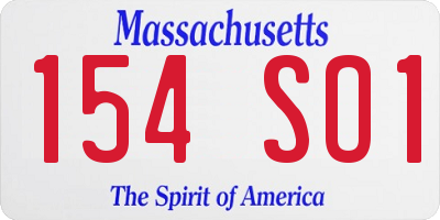 MA license plate 154SO1