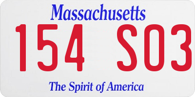 MA license plate 154SO3