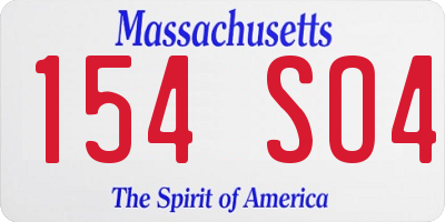 MA license plate 154SO4