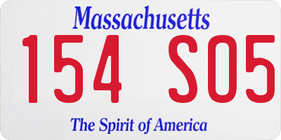 MA license plate 154SO5