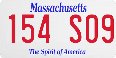 MA license plate 154SO9