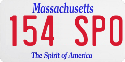 MA license plate 154SP0
