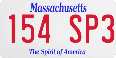 MA license plate 154SP3