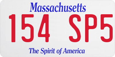 MA license plate 154SP5