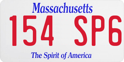 MA license plate 154SP6