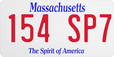 MA license plate 154SP7