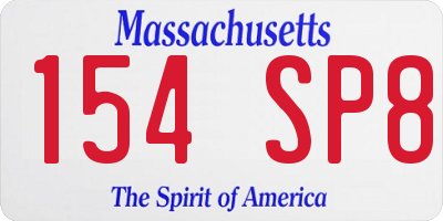 MA license plate 154SP8